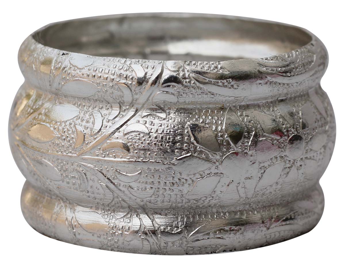 Napkin Rings in Bulk - Napkin Rings - Cast in Brass - Nickel Plated - Engraved Leafy & Floral Motifs - Dining Table Accessories